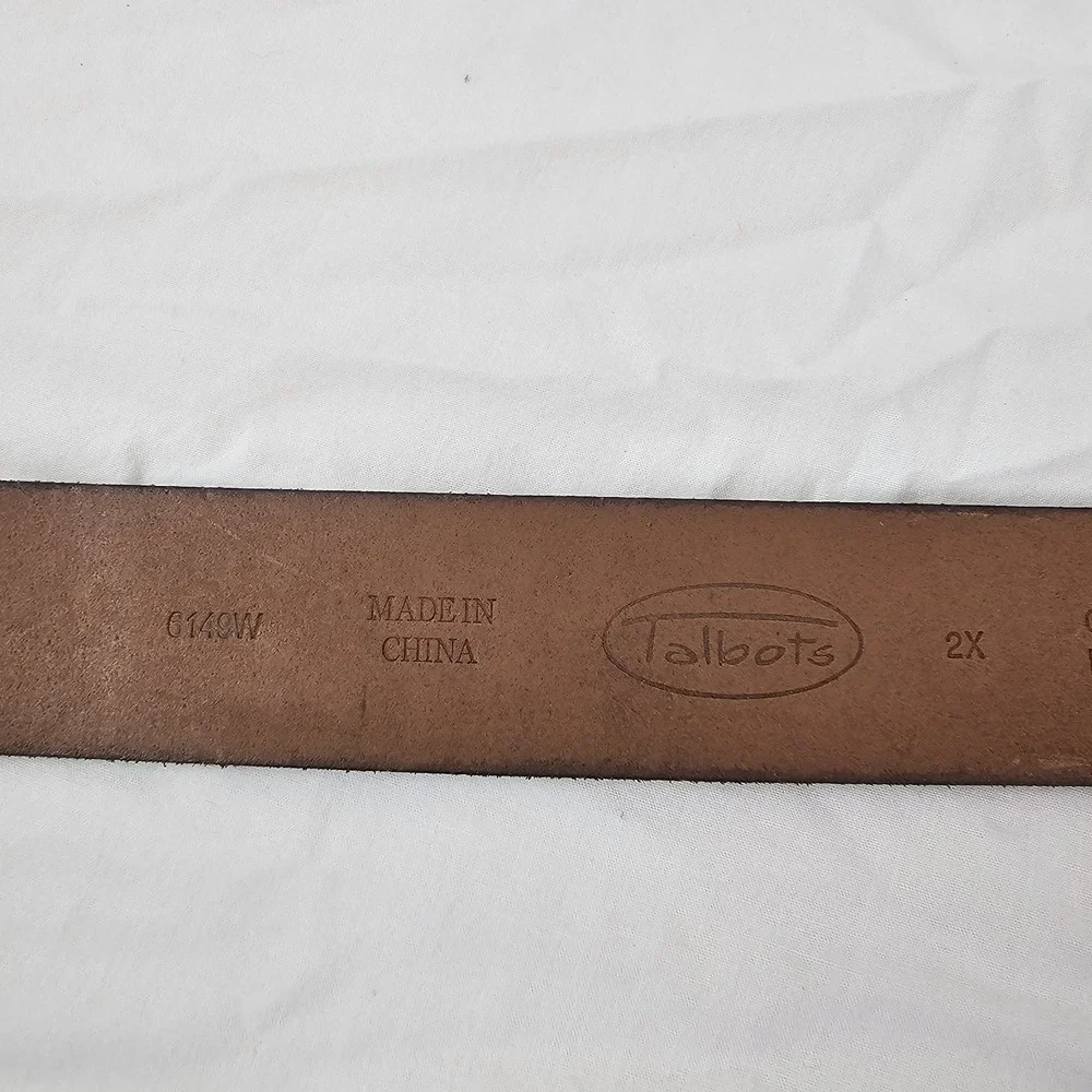 Talbots Womens Dark Brown Leather Belt Solid Brass Buckle Size 2X Style 6149W